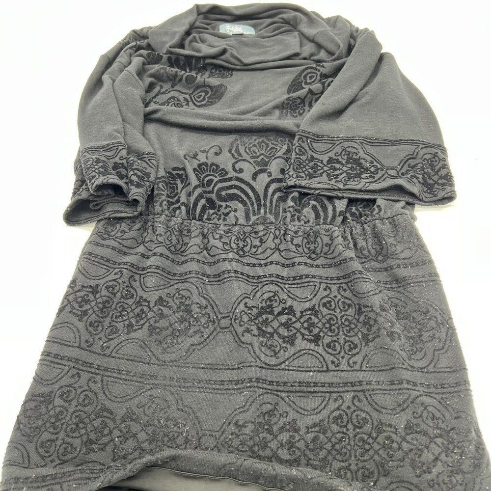 Hale Bob Lounge Black Velvet Embroidered dress size XS